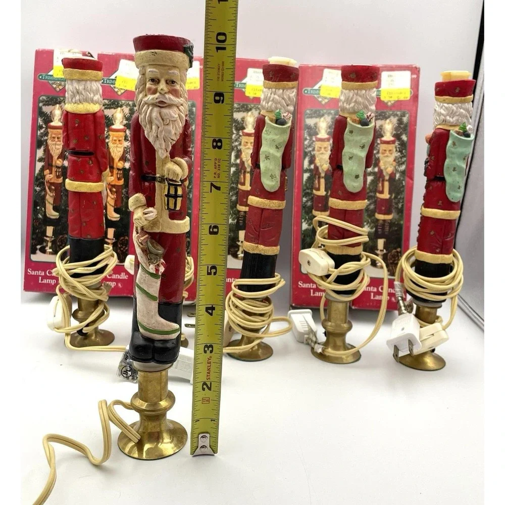 Vintage Trimmings Etc Santa Candle Lamps Set of 6 Tested‎ Working 1990s W/ Boxes